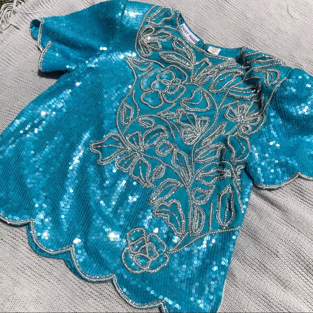 Vintage 80s Night Vogue Glam Blouse